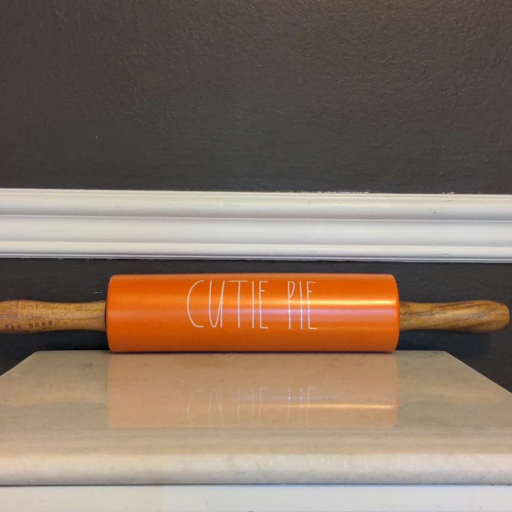 Rae Dunn Cutie Pie orange and white rolling pin NWT - Picture 2 of 4